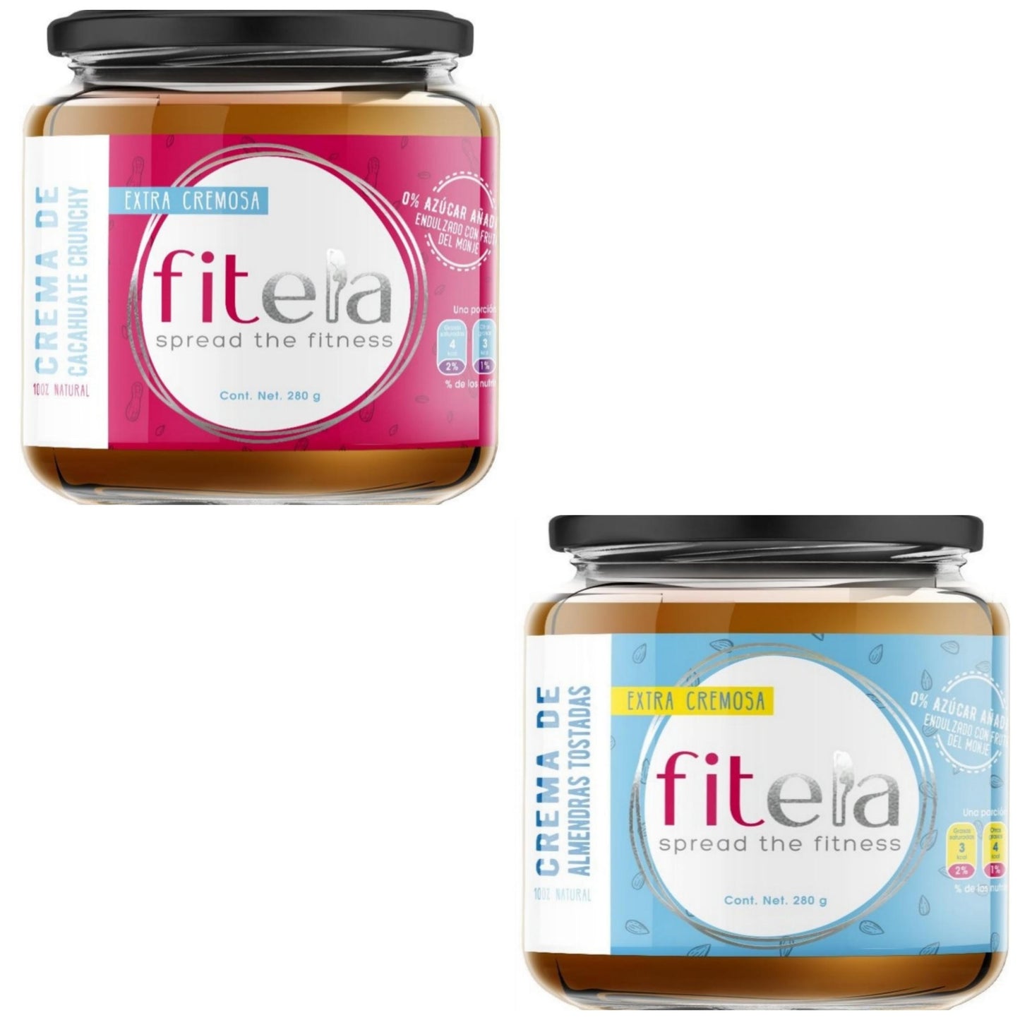 2 TARROS: CACAHUATE CRUNCHY Y ALMENDRAS TOSTADAS